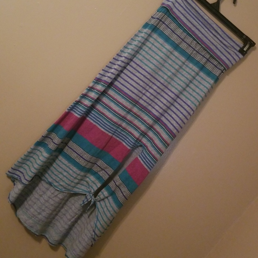 Roxy Tie Front Striped Maxi Skirt